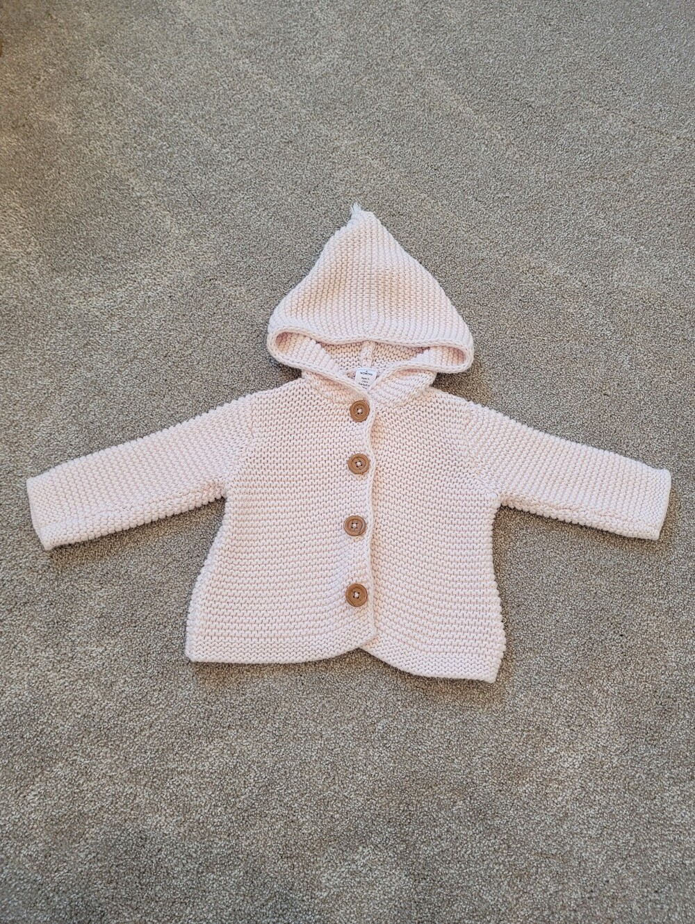 Nordstrom Baby Knit Crochet Pink Hooded Sweater Size 6 Months